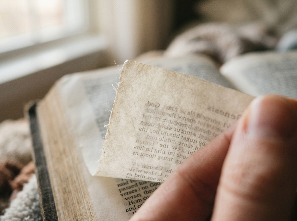A single sheet of translucent India paper held up to soft window light.